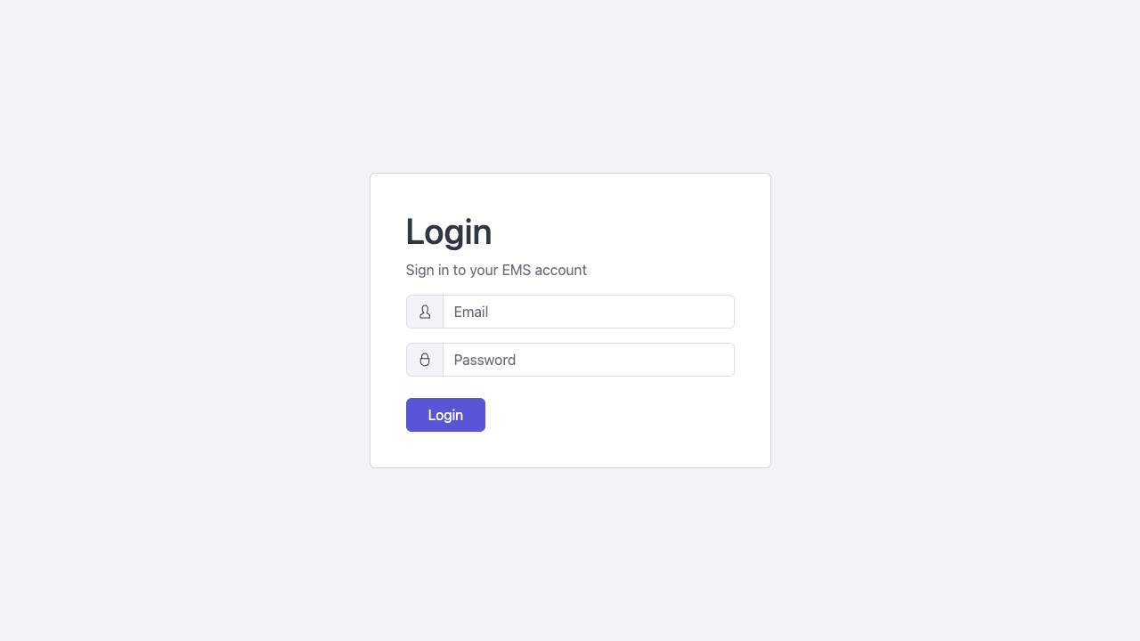 EMS Login Screen