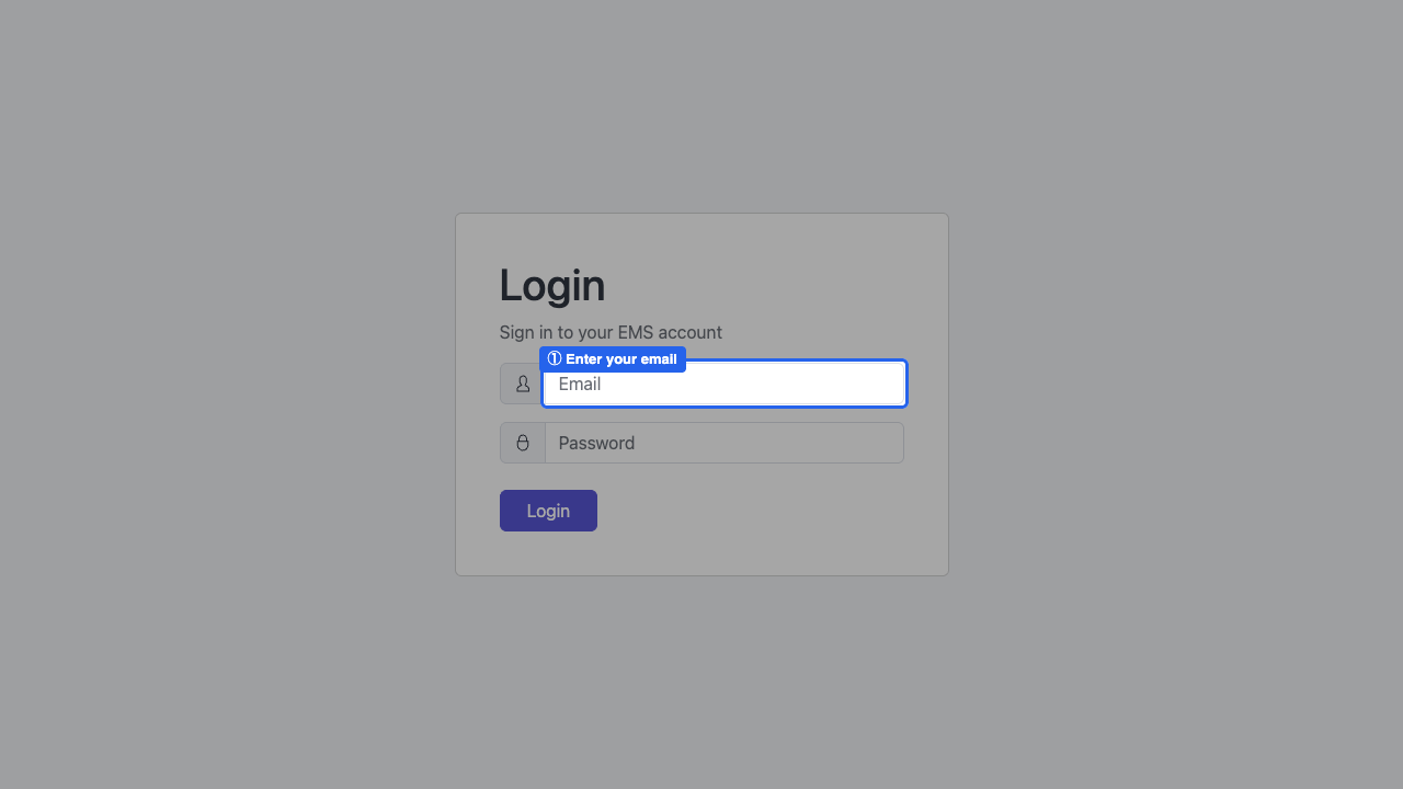 Email field highlighted